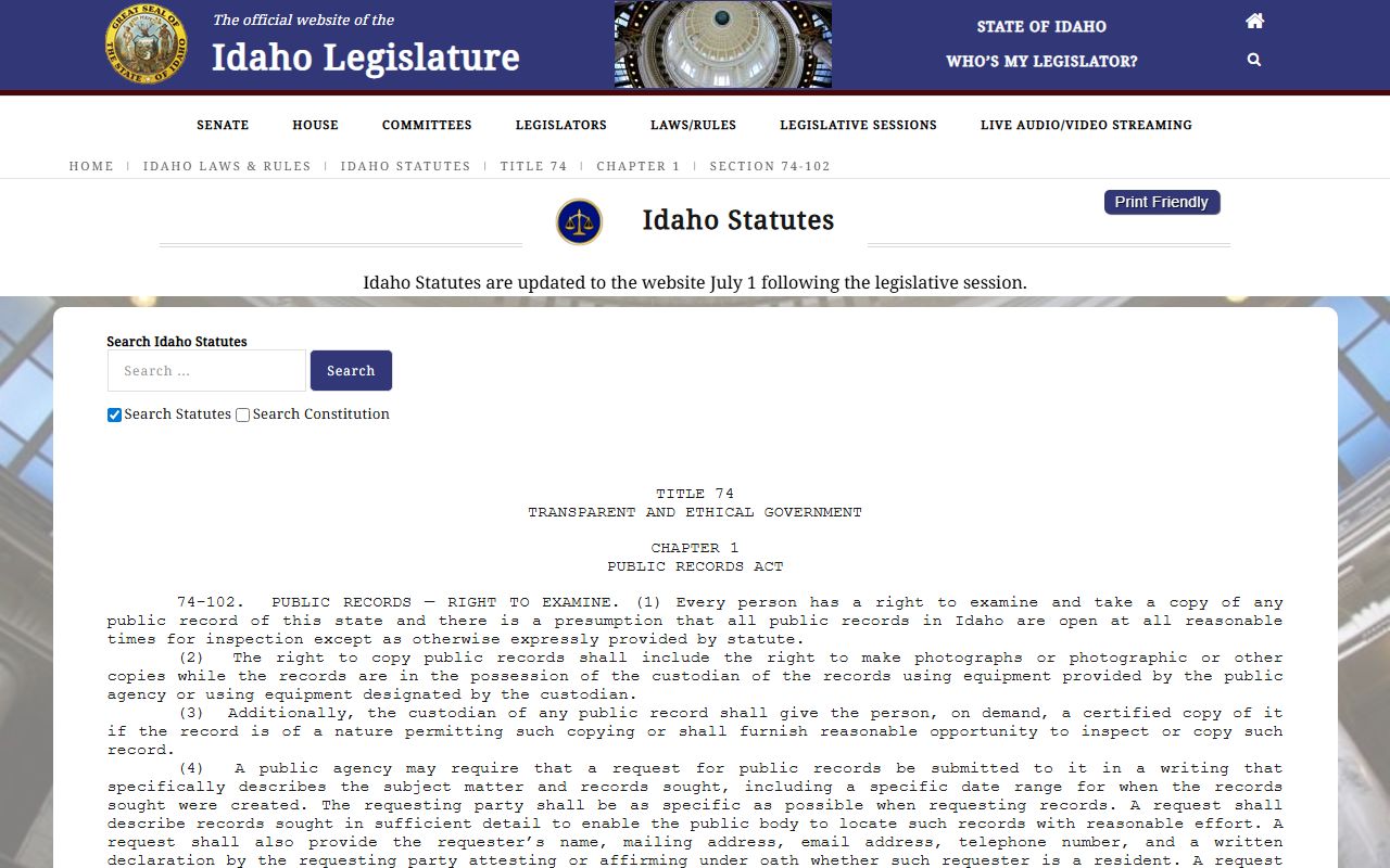 Power County clerk records Idaho public records law