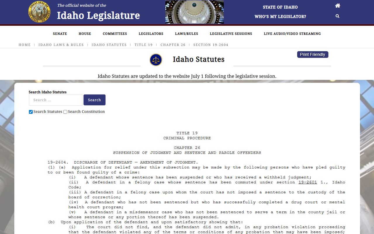 Power County criminal court records Idaho withheld judgment statute