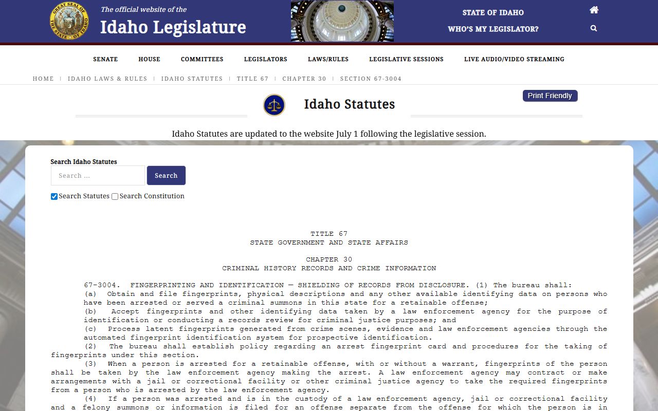 Power County criminal court records Idaho criminal history law