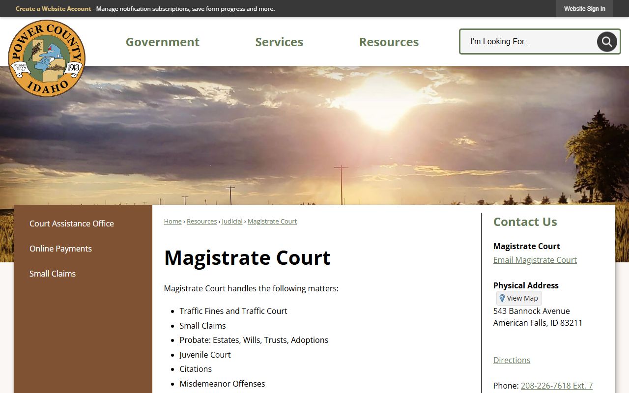 Power County District Court Magistrate Division assignment