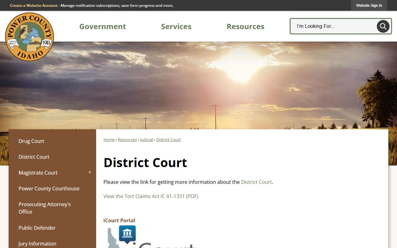 Power County District Court county court page