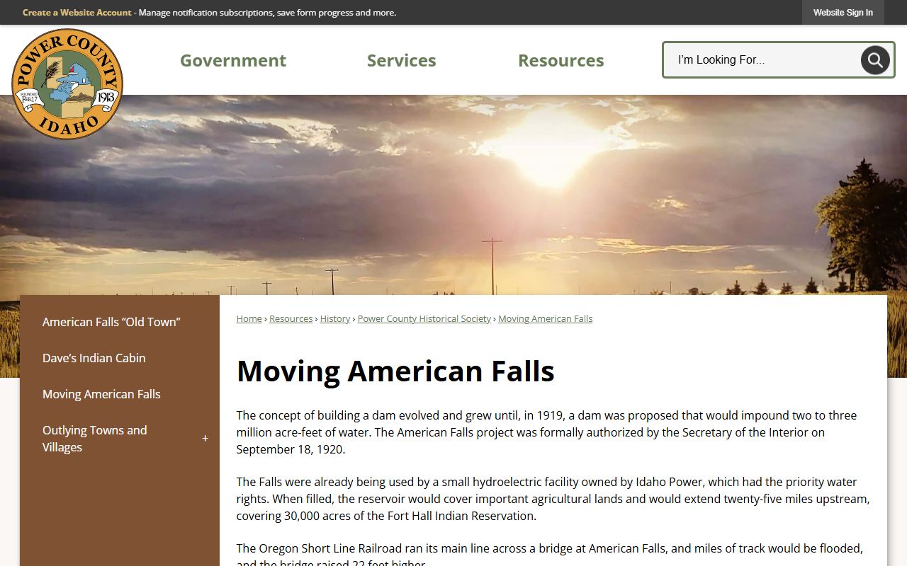 Power County court records Moving American Falls history