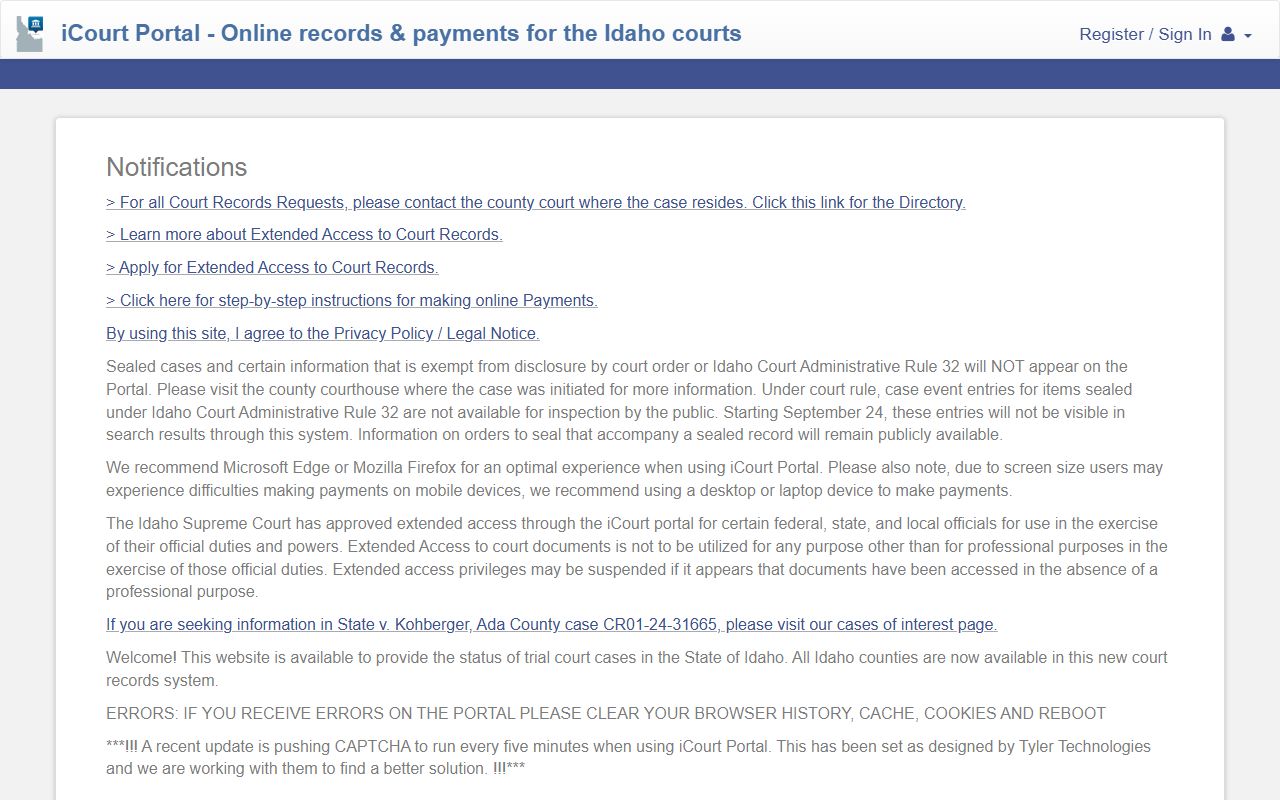 Power County court records iCourt portal home