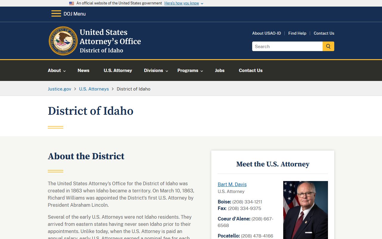 Power County probate records federal prosecution office distinction