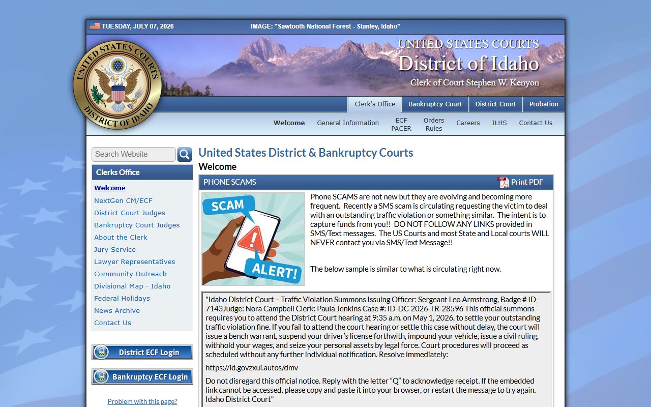 Power County probate records federal court distinction